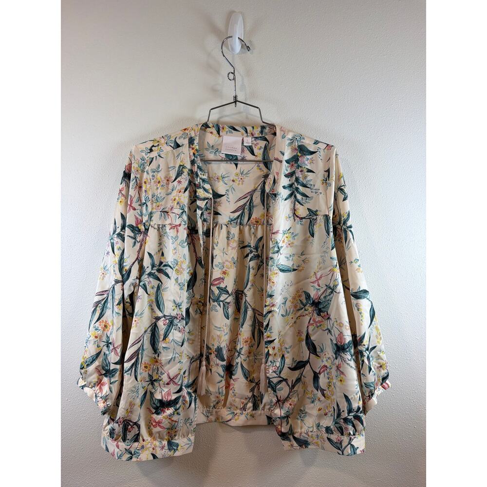 Womens S Lauren Conrad Silky crop soft lingerie style jacket tie top floral
